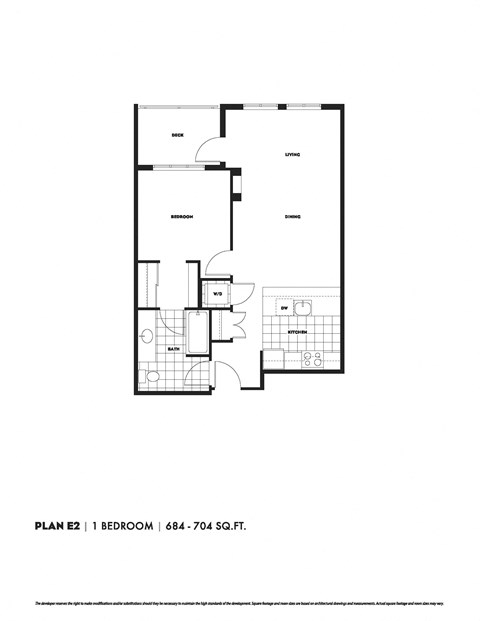 Floor plan for 1 bed, 1 bath